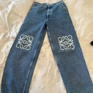 LOEWE★Anagram appliqued high-rise wide-leg jeans Loewe + Anagram Appliquéd High-Rise Wide-Leg Jeans